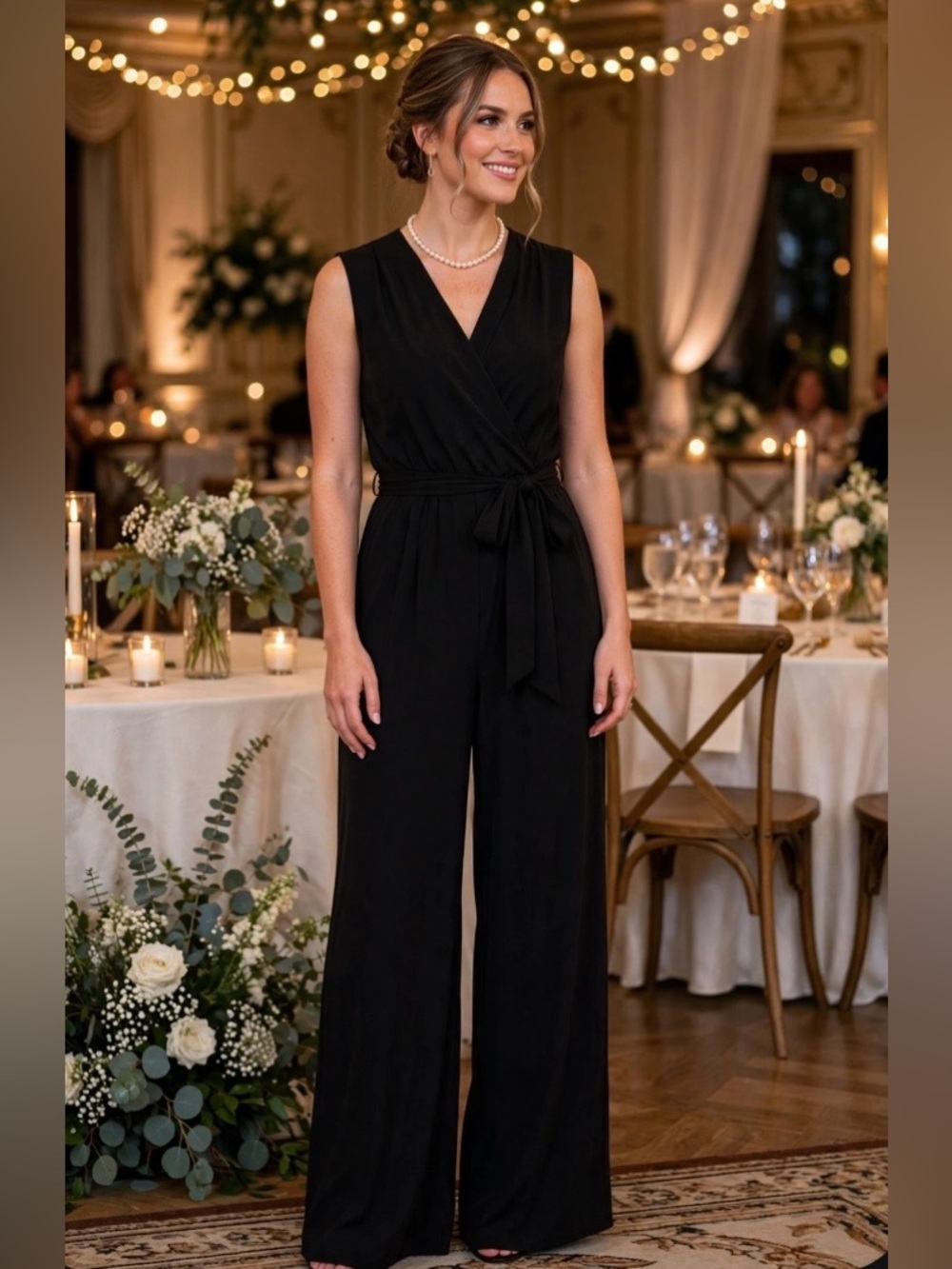 Banana Republic Factory Classic Black Sleeveless Jump-suit w/Waist Tie NWT Sz.14